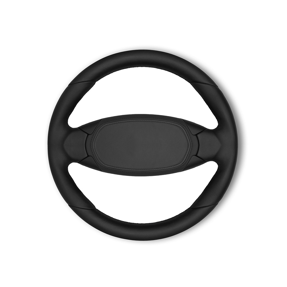 Simple Black Leather Steering Wheel - Imagem 2